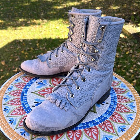 Capezio Shoes - Vintage Capezio Kiltie Lace-Up Boots Women’s 8 Narrow USA Made 1442 Blue-Gray